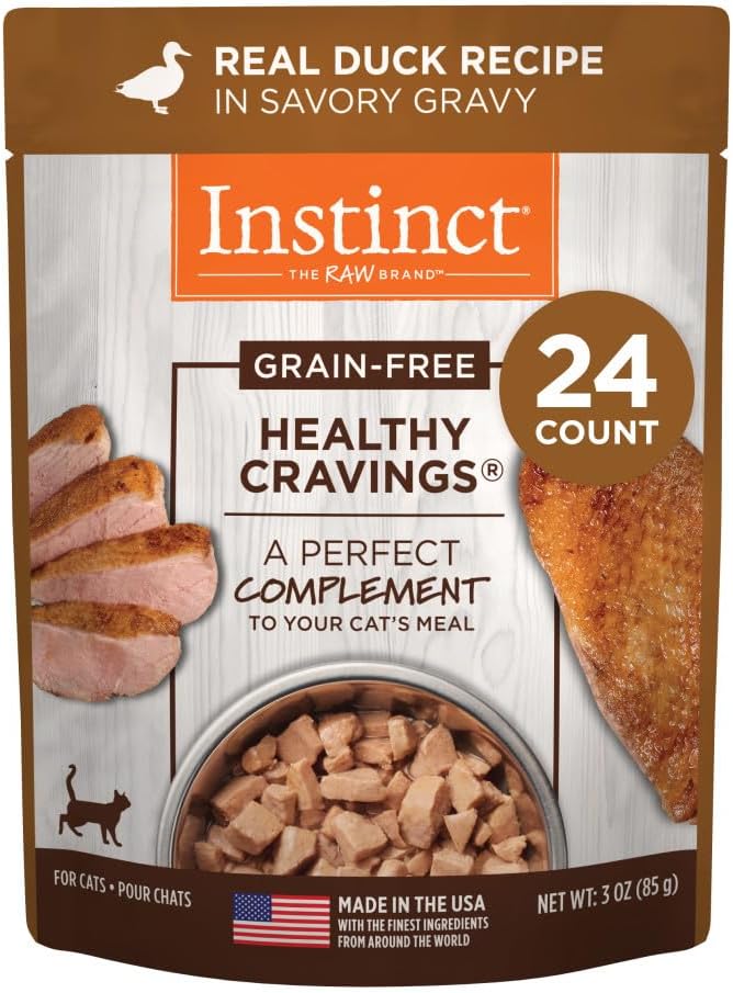 Instinct Healthy Cravings Natural Wet Cat Food Topper, Grain Free Recipe - Real Duck, 3 oz. Pouches (Pack of 24)1 Instinct Healthy Cravings Natural Wet Cat Food Topper, Grain Free Recipe - Real Duck, 3 oz. Pouches (Pack of 24)