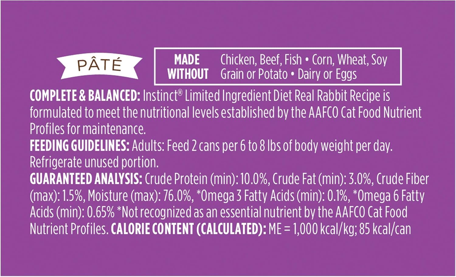 Instinct Limited Ingredient Diet, Natural Wet Cat Food, Grain Free Recipe - Real Rabbit, 3 oz. Cans (Pack of 24)1