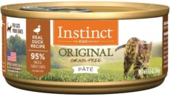 Instinct Original Grain Free Real Duck Recipe Natural Wet Canned Cat Food, 5.5 oz. Can, pack of 12