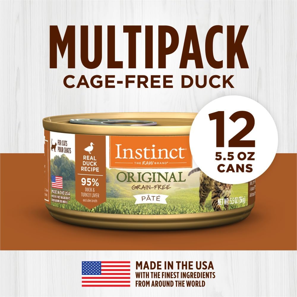 Instinct Original Grain Free Real Duck Recipe Natural Wet Canned Cat Food, 5.5 oz. Can, pack of 126