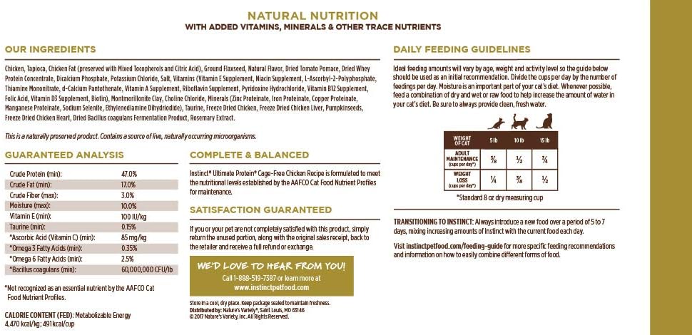 Instinct Ultimate Protein Grain Free Cage Free Chicken Recipe Natural Dry Cat Food, 10 lb. Bag1