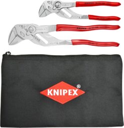 KNIPEX 2 Pc Pliers Wrench Set w/ Keeper Pouch, Red
