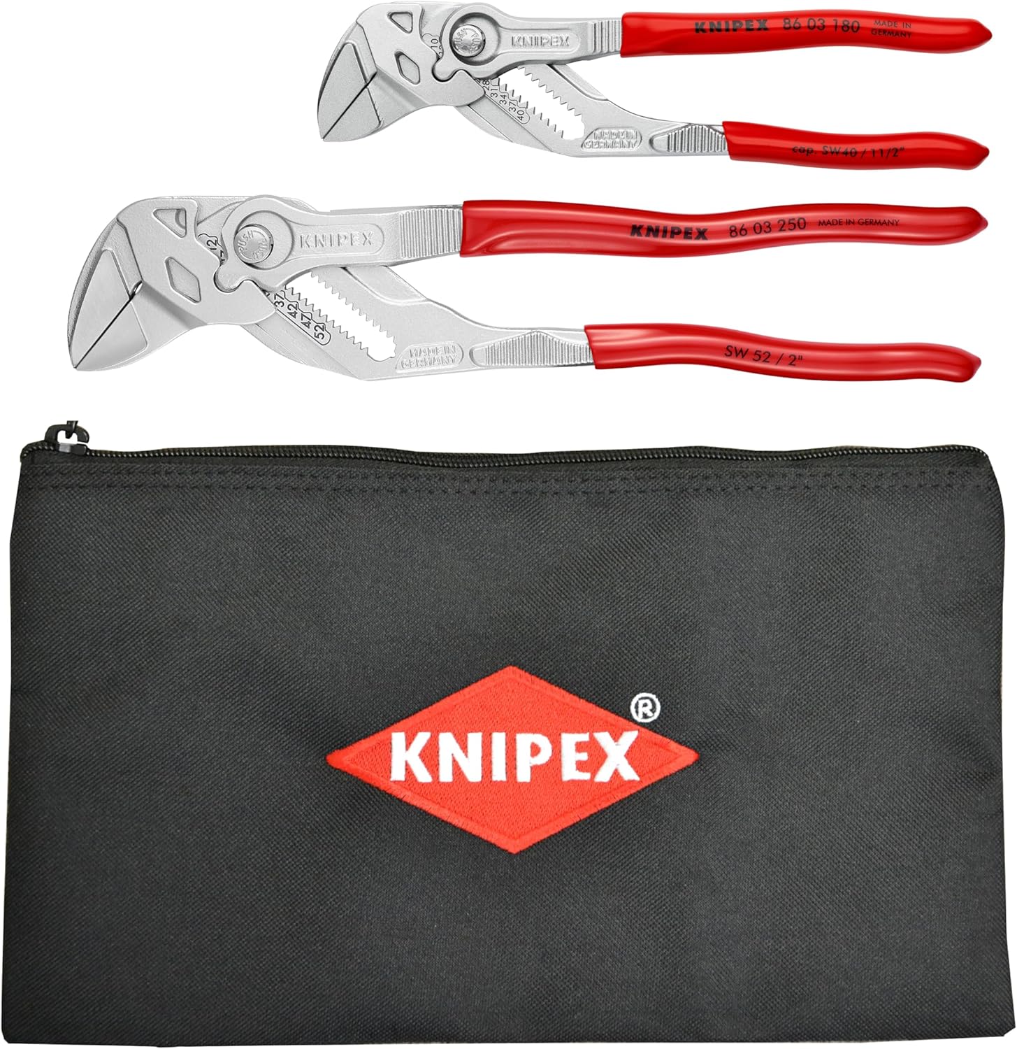 KNIPEX 2 Pc Pliers Wrench Set w Keeper Pouch, Red KNIPEX 2 Pc Pliers Wrench Set w/ Keeper Pouch, Red