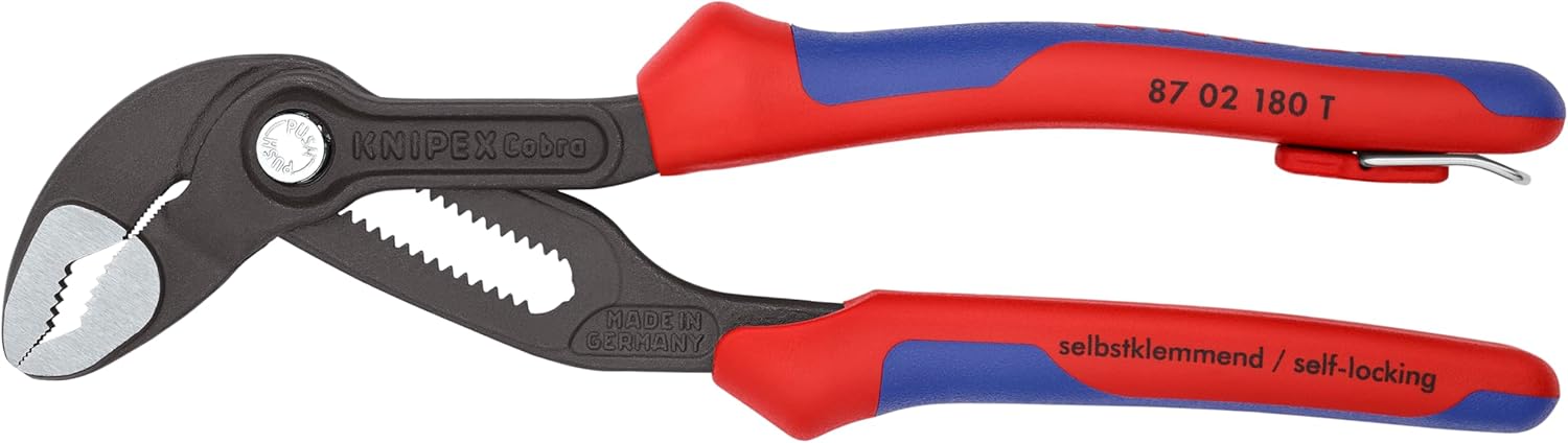 KNIPEX Cobra Water Pump Pliers-Tethered Att (87 02 180 T BKA) KNIPEX Cobra Water Pump Pliers-Tethered Att (87 02 180 T BKA)