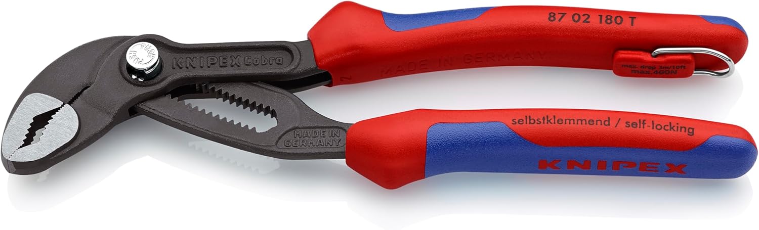KNIPEX Cobra Water Pump Pliers-Tethered Att (87 02 180 T BKA)2