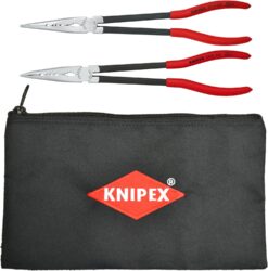 KNIPEX Tools - 2 Piece Extra Long Needle Nose Pliers Set With Keeper Pouch (28 71 280, 28 81 280 and 9K 00 90 12 US) (9K0080128US)