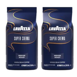 Lavazza Super Crema Whole Bean Coffee, Medium Espresso Roast, Arabica and Robusta Blend, 2.2 lb Bag (Pack of 2)