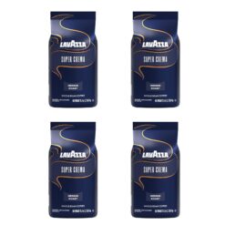 Lavazza Super Crema Whole Bean Coffee, Medium Espresso Roast, Arabica and Robusta Blend, 2.2 lb Bag (Pack of 4)