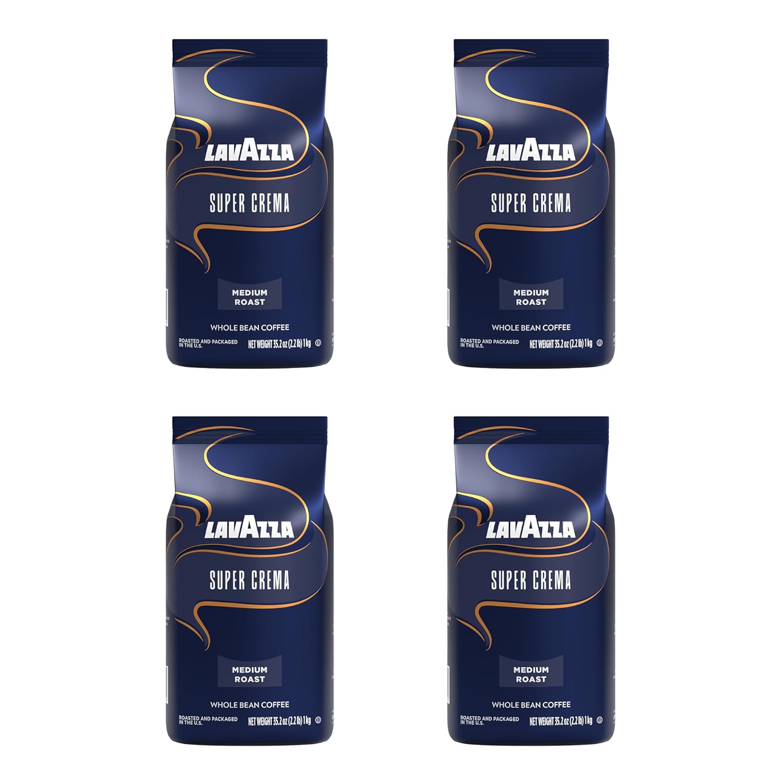 Lavazza Super Crema Whole Bean Coffee, Medium Espresso Roast, Arabica and Robusta Blend, 2.2 lb Bag (Pack of 4) Lavazza Super Crema Whole Bean Coffee, Medium Espresso Roast, Arabica and Robusta Blend, 2.2 lb Bag (Pack of 4)