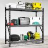 Maocao Hoom Metal Heavy Duty 3-Tier Utility Shelving Unit (77-in W x 24-in D x 72-in H), Black, (2000-lb Capacity Per Shelf)