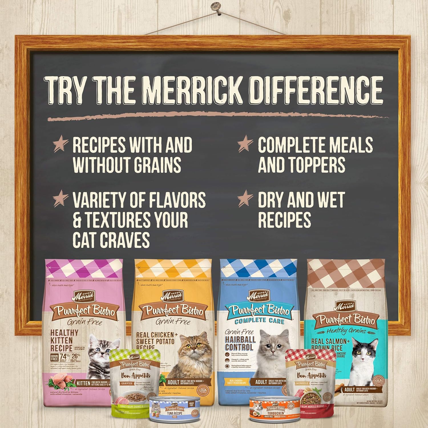 Merrick Purrfect Bistro Grain Free Premium Canned Pate Adult Wet Cat Food, Variety Pack Seafood Recipes - (Pack of 24) 5.5 oz. Cans11