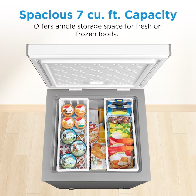 Midea 7-Cu. Feet Garage Ready Manual Defrost Chest Freezer Convertible to Refrigerator ( White ) MRC07M5CWW13_11zon