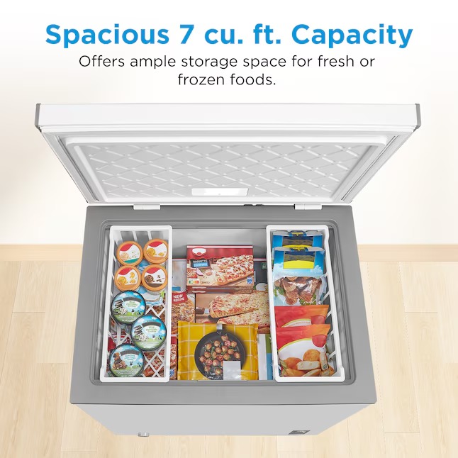 Midea 7-Cu. Feet Garage Ready Manual Defrost Chest Freezer Convertible to Refrigerator ( White ) MRC07M5CWW1_11zon