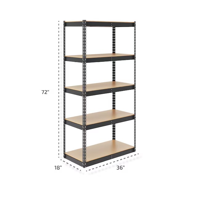 MonsterRax Steel Heavy Duty 5-Tier Utility Shelving Unit (36-in W x 18-in D x 72-in H) Gray, (300-lb Capacity Per Shelf)8_11zon