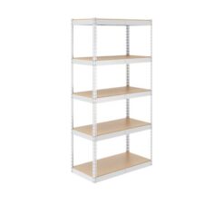 MonsterRax Steel Heavy Duty 5-Tier Utility Shelving Unit (36-in W x 18-in D x 72-in H) White, (300-lb Capacity Per Shelf)