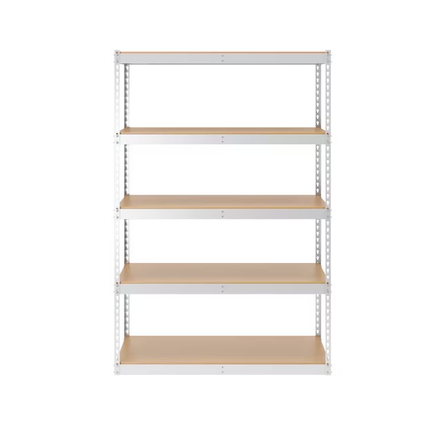 MonsterRax Steel Heavy Duty 5-Tier Utility Shelving Unit (48-in W x 18-in D x 72-in H) White, (300-lb Capacity Per Shelf)1_11zon