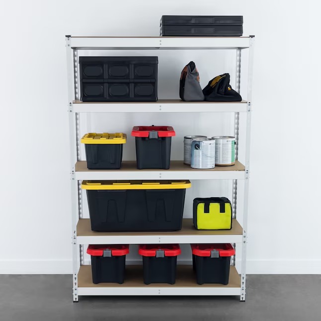 MonsterRax Steel Heavy Duty 5-Tier Utility Shelving Unit (48-in W x 18-in D x 72-in H) White, (300-lb Capacity Per Shelf)3_11zon