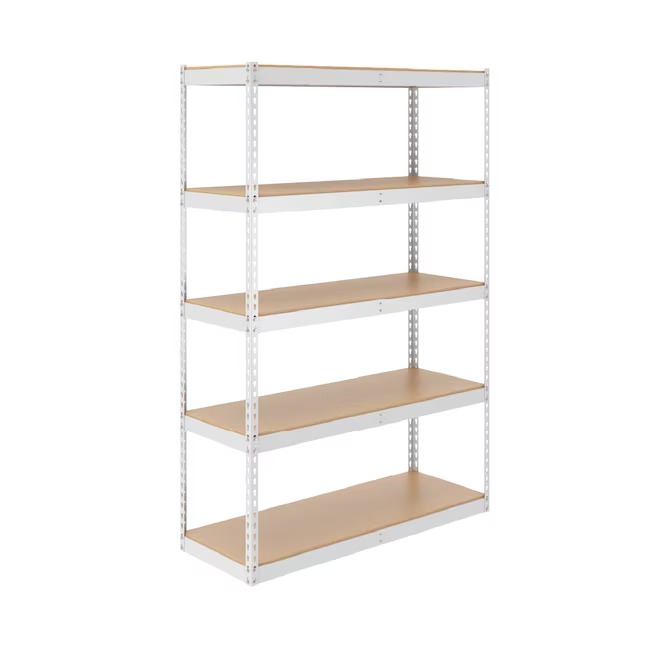 MonsterRax Steel Heavy Duty 5-Tier Utility Shelving Unit (48-in W x 18-in D x 72-in H) White, (300-lb Capacity Per Shelf)7_11zon