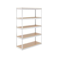 MonsterRax Steel Heavy Duty 5-Tier Utility Shelving Unit (48-in W x 18-in D x 72-in H) White, (300-lb Capacity Per Shelf)