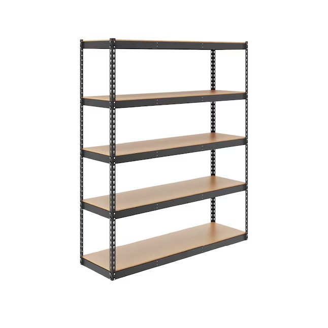 MonsterRax Steel Heavy Duty 5-Tier Utility Shelving Unit (60-in W x 18-in D x 72-in H), Gray, (300-lb Capacity Per Shelf)_11zon MonsterRax Steel Heavy Duty 5-Tier Utility Shelving Unit (60-in W x 18-in D x 72-in H), Gray, (300-lb Capacity Per Shelf)