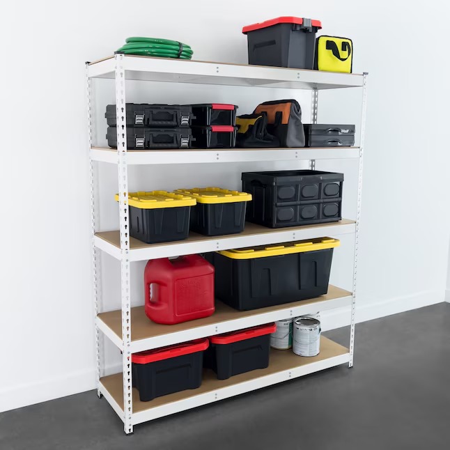 MonsterRax Steel Heavy Duty 5-Tier Utility Shelving Unit (60-in W x 18-in D x 72-in H) White, (300-lb Capacity Per Shelf)3_11zon