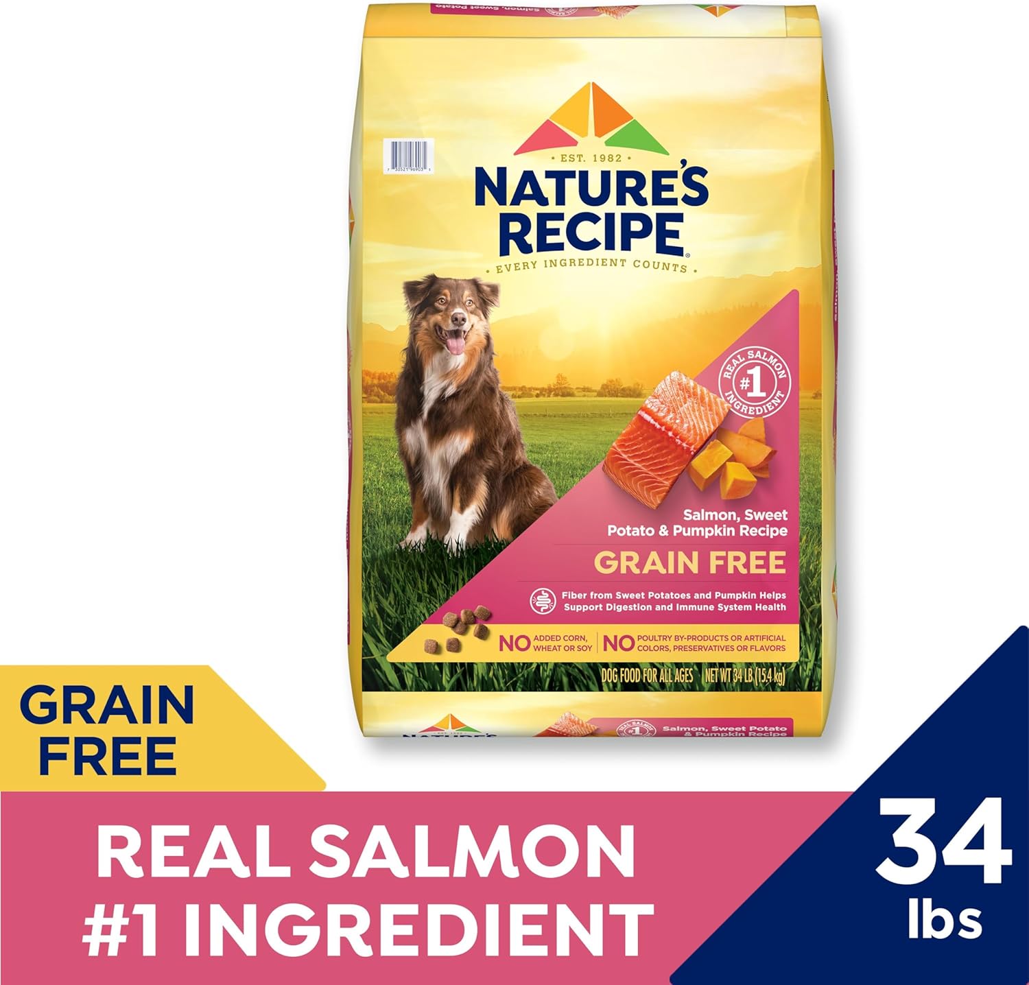 Nature′s Recipe Grain Free Salmon, Sweet Potato & Pumpkin Recipe Dry Dog Food, 34 lb. Bag1