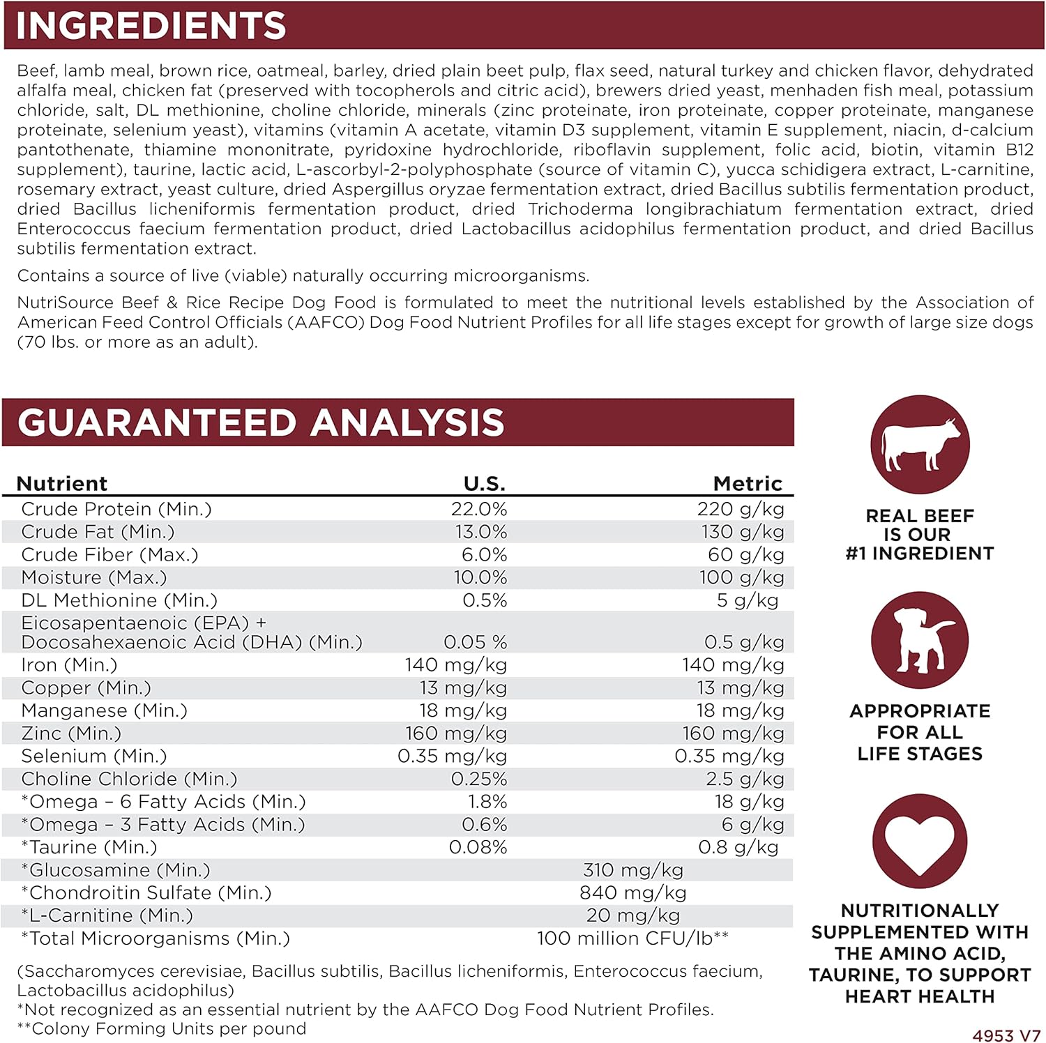 NutriSource Dry Dog Food, Beef and Rice, 26LB8