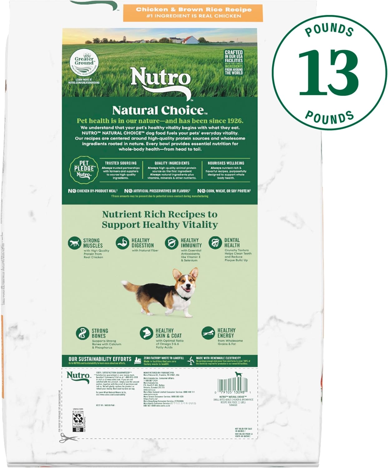 Nutro Natural Choice Small Bites Adult Dry Dog Food, Chicken and Brown Rice Recipe, 13 lbs.1