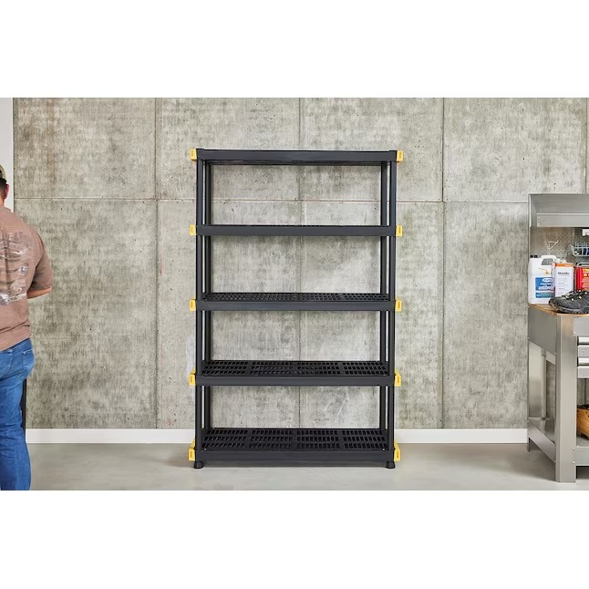 Project Source Commander Plastic Heavy Duty 5-Tier Utility Shelving Unit (48-in W x 20-in D x 72-in H), Black, (200-lb Capacity Per Shelf)11_11zon