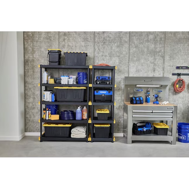 Project Source Commander Plastic Heavy Duty 5-Tier Utility Shelving Unit (48-in W x 20-in D x 72-in H), Black, (200-lb Capacity Per Shelf)14_11zon