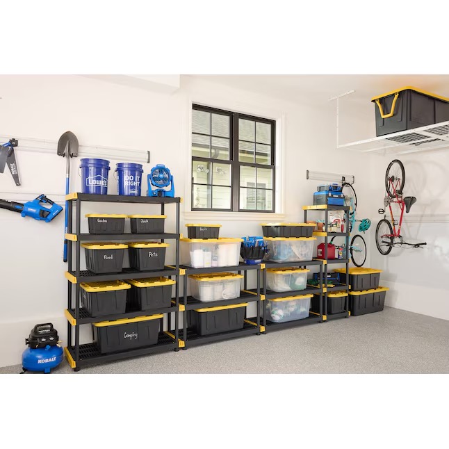 Project Source Commander Plastic Heavy Duty 5-Tier Utility Shelving Unit (48-in W x 20-in D x 72-in H), Black, (200-lb Capacity Per Shelf)7_11zon