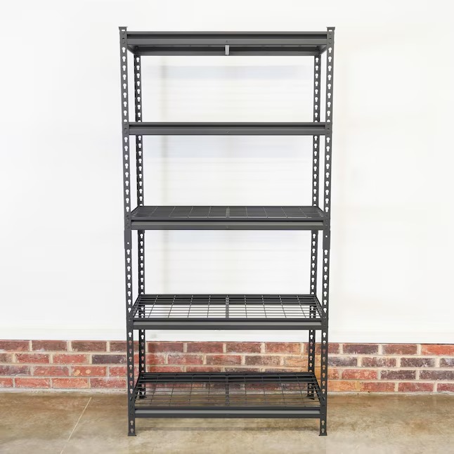 Project Source Metal Heavy Duty 5-Tier Utility Shelving Unit (36-in W x 18-in D x 72-in H), Black, (1000-lb Capacity Per Shelf)178_11zon