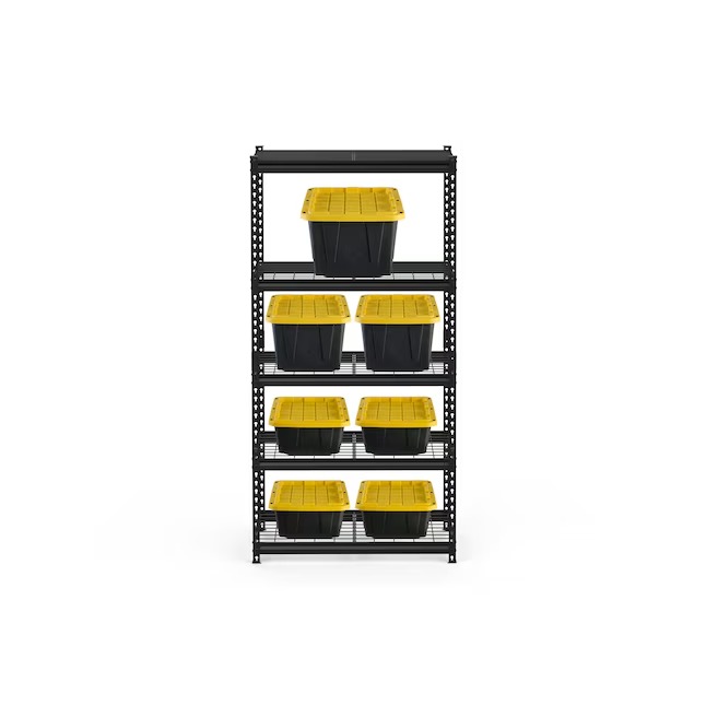 Project Source Metal Heavy Duty 5-Tier Utility Shelving Unit (36-in W x 18-in D x 72-in H), Black, (1000-lb Capacity Per Shelf)1_11zon