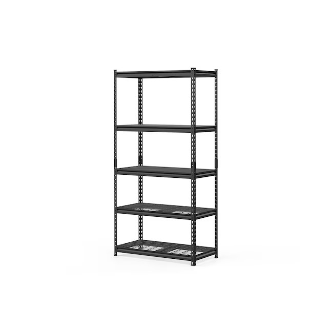 Project Source Metal Heavy Duty 5-Tier Utility Shelving Unit (36-in W x 18-in D x 72-in H), Black, (1000-lb Capacity Per Shelf)28_11zon