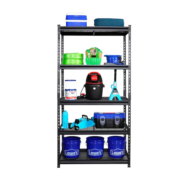 Project Source Metal Heavy Duty 5-Tier Utility Shelving Unit (36-in W x 18-in D x 72-in H), Black, (1000-lb Capacity Per Shelf)2_11zon