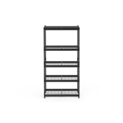Project Source Metal Heavy Duty 5-Tier Utility Shelving Unit (36-in W x 18-in D x 72-in H), Black, (1000-lb Capacity Per Shelf)