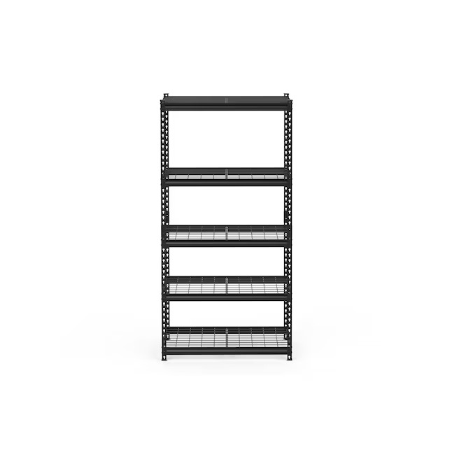 Project Source Metal Heavy Duty 5-Tier Utility Shelving Unit (36-in W x 18-in D x 72-in H), Black, (1000-lb Capacity Per Shelf)_11zon Project Source Metal Heavy Duty 5-Tier Utility Shelving Unit (36-in W x 18-in D x 72-in H), Black, (1000-lb Capacity Per Shelf)