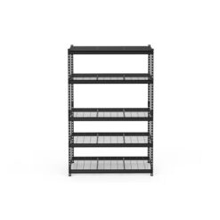 Project Source Metal Heavy Duty 5-Tier Utility Shelving Unit (48-in W x 24-in D x 72-in H), Black, (1000-lb Capacity Per Shelf)