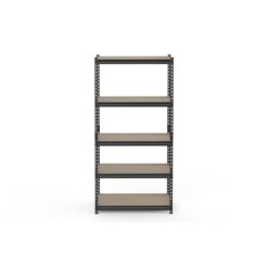 Project Source Particleboard Heavy Duty 5-Tier Utility Shelving Unit (36-in W x 18-in D x 72-in H), Black, (800-lb Capacity Per Shelf)