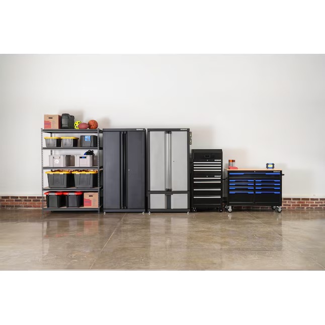 Project Source Particleboard Heavy Duty 5-Tier Utility Shelving Unit (48-in W x 24-in D x 72-in H), Black, (800-lb Capacity Per Shelf)15_11zon