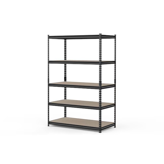 Project Source Particleboard Heavy Duty 5-Tier Utility Shelving Unit (48-in W x 24-in D x 72-in H), Black, (800-lb Capacity Per Shelf)16_11zon
