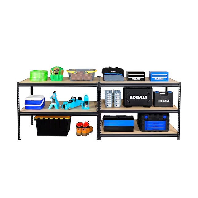 Project Source Particleboard Heavy Duty 5-Tier Utility Shelving Unit (48-in W x 24-in D x 72-in H), Black, (800-lb Capacity Per Shelf)187_11zon