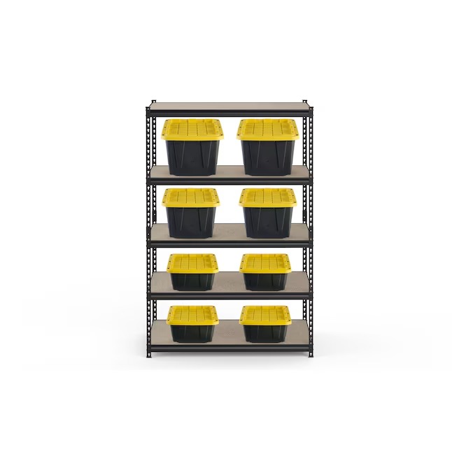 Project Source Particleboard Heavy Duty 5-Tier Utility Shelving Unit (48-in W x 24-in D x 72-in H), Black, (800-lb Capacity Per Shelf)1_11zon