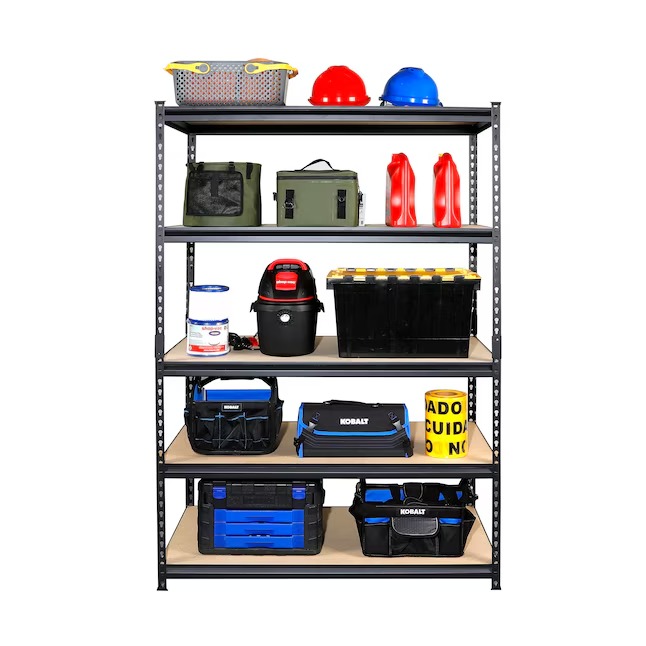 Project Source Particleboard Heavy Duty 5-Tier Utility Shelving Unit (48-in W x 24-in D x 72-in H), Black, (800-lb Capacity Per Shelf)2_11zon