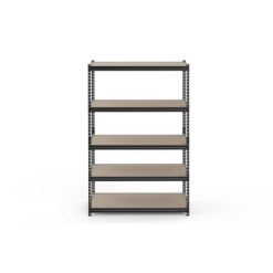 Project Source Particleboard Heavy Duty 5-Tier Utility Shelving Unit (48-in W x 24-in D x 72-in H), Black, (800-lb Capacity Per Shelf)