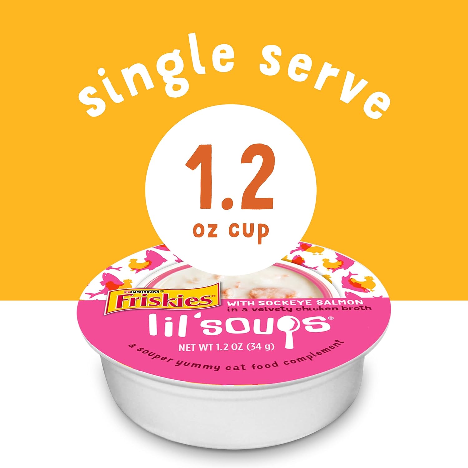 Purina Friskies Grain Free Wet Cat Food Lickable Cat Treats Variety Pack, Lil' Soups With Salmon, Tuna or Shrimp - (Pack of 30) 1.2 oz. Cups2