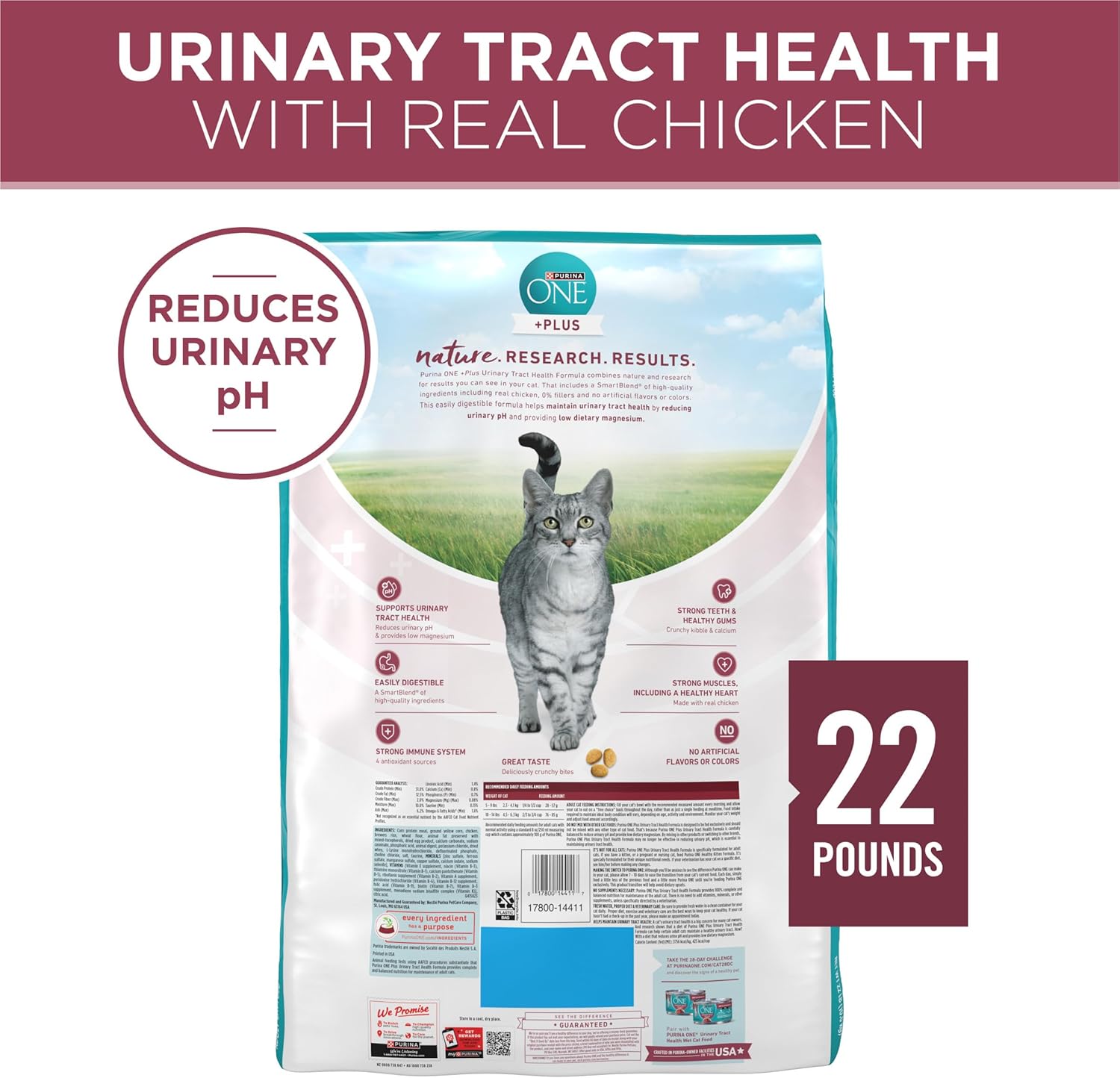 Purina ONE High Protein Dry Cat Food, +Plus Urinary Tract Health Formula - 22 lb. Bag7
