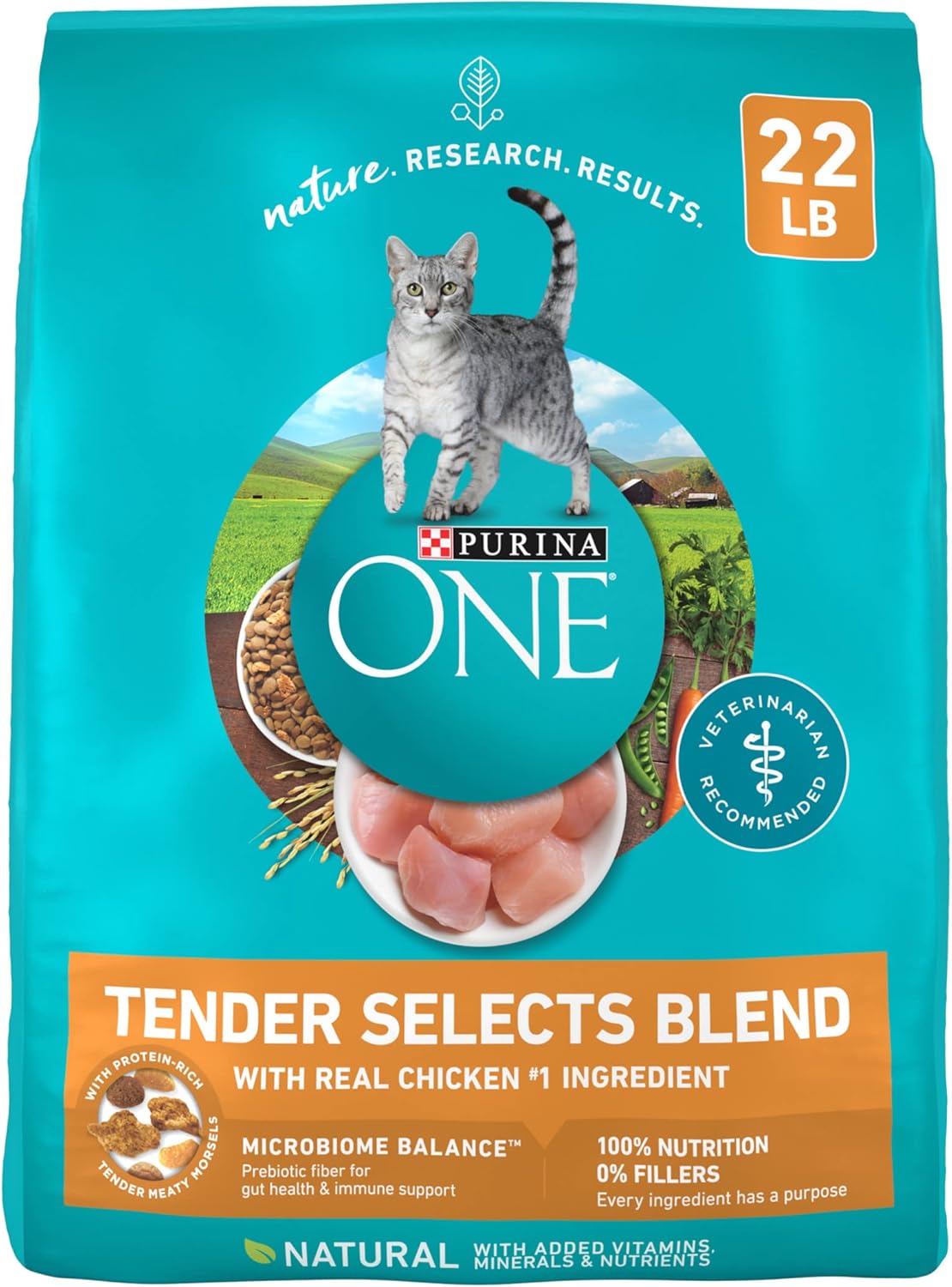 Purina ONE Natural Dry Cat Food, Tender Selects Blend With Real Chicken - 22 lb. Bag Purina ONE Natural Dry Cat Food, Tender Selects Blend With Real Chicken - 22 lb. Bag