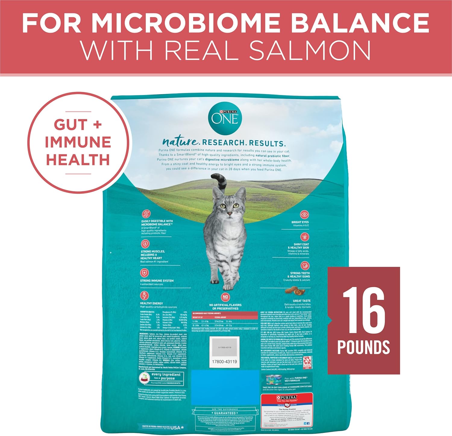 Purina ONE Natural Dry Cat Food, Tender Selects Blend With Real Salmon - 16 lb. Bag7