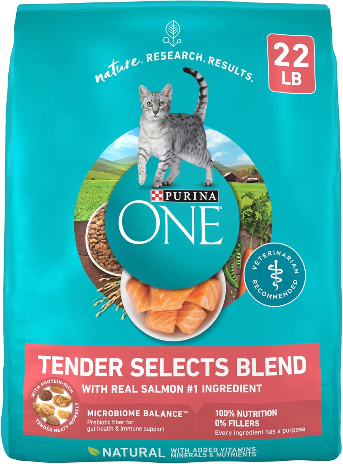 Purina ONE Natural Dry Cat Food, Tender Selects Blend with Real Salmon - 22 lb. Bag Purina ONE Natural Dry Cat Food, Tender Selects Blend with Real Salmon - 22 lb. Bag